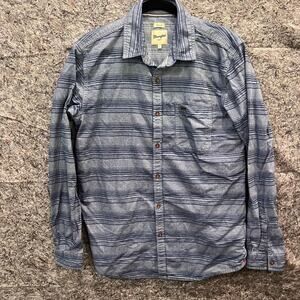 Wrangler Shirt- Men’s Large Slim Fit -Blue Horizontal Stripes -Long Sleeves